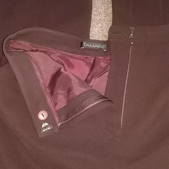 Tahari Brown Slacks 2 - Picture 3 of 4